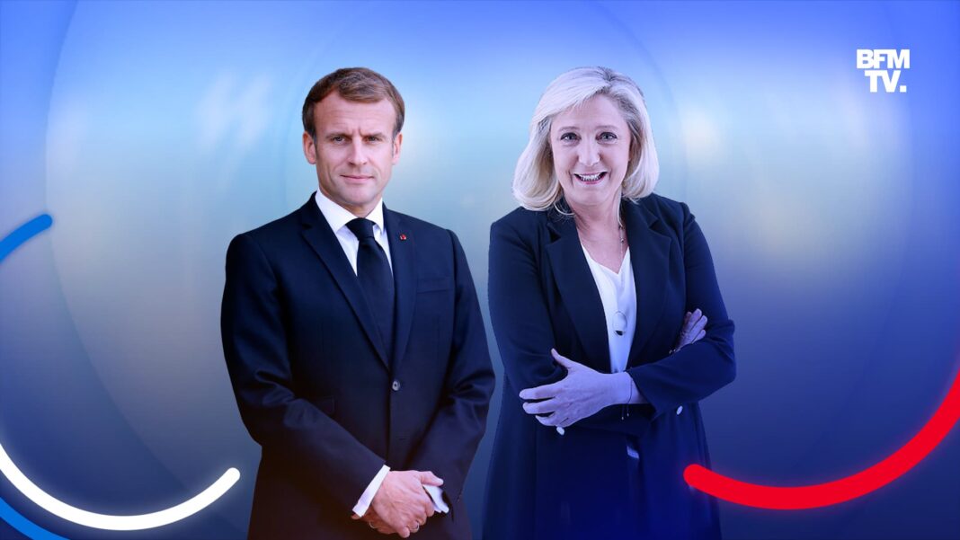Deux candidats à la présidentielle française lors d'un débat télévisé.