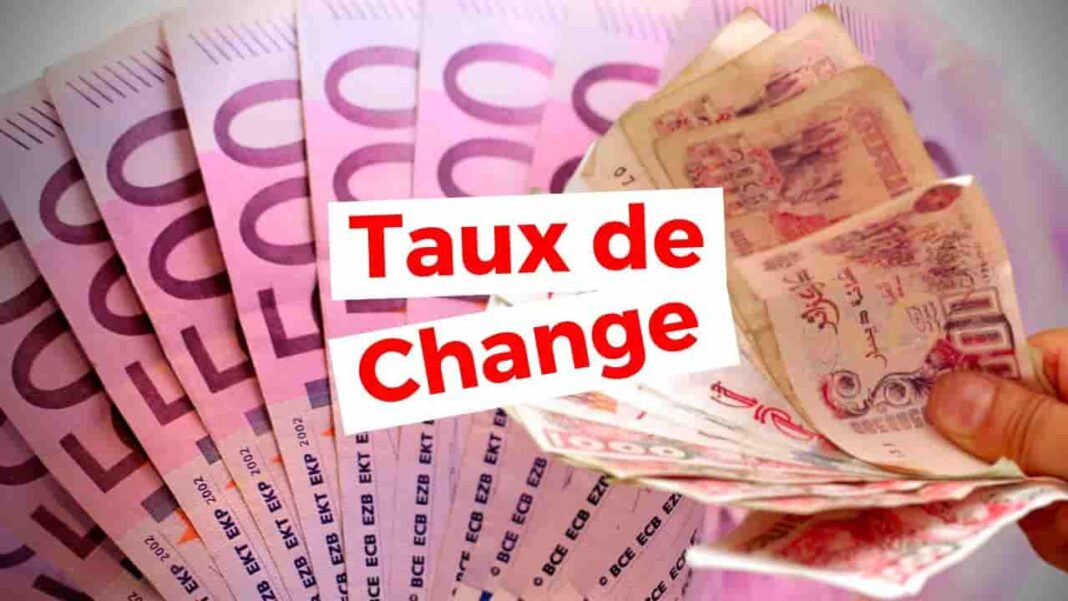 Billets de banque euro et dinar algérien, taux de change.