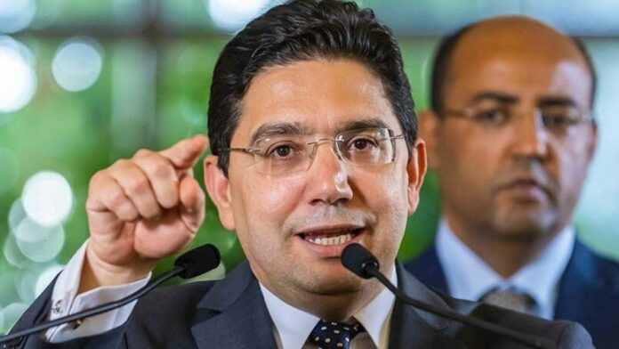 Nasser Bourita, ministre marocain, lors d'une conférence officielle.