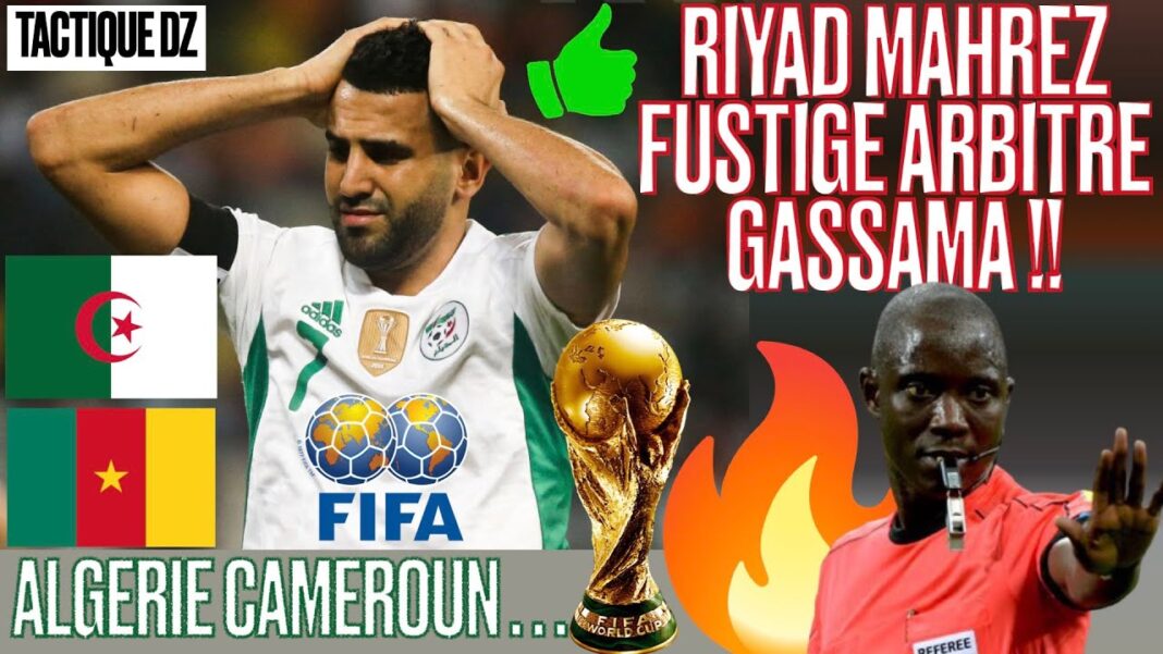 Riyad Mahrez montre sa frustration lors du match Algérie-Cameroun.