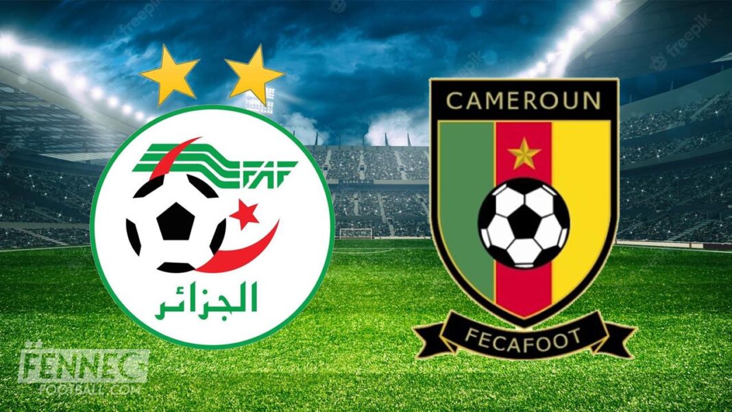 Logo de l'Algérie et du Cameroun pour le match de football CHAN 2023.