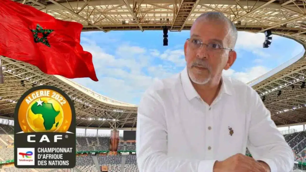 Hafid Derradji dans un stade lors de la CAN 2022 en Algérie.