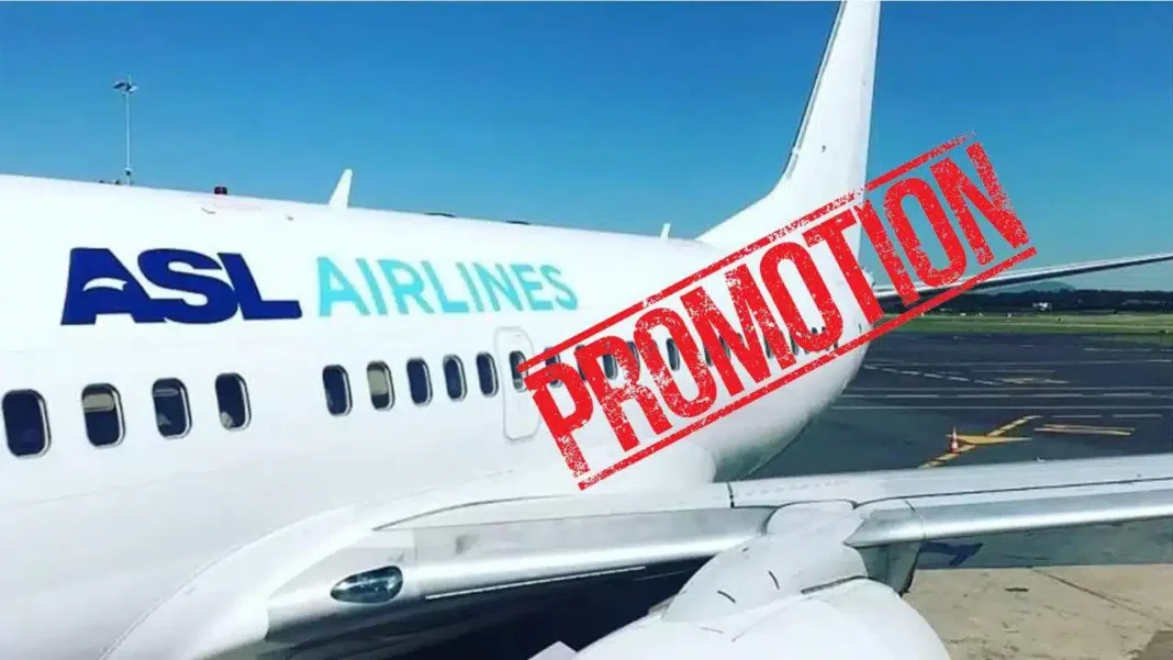 Avion ASL Airlines en promotion pour vols vers l’Algérie.