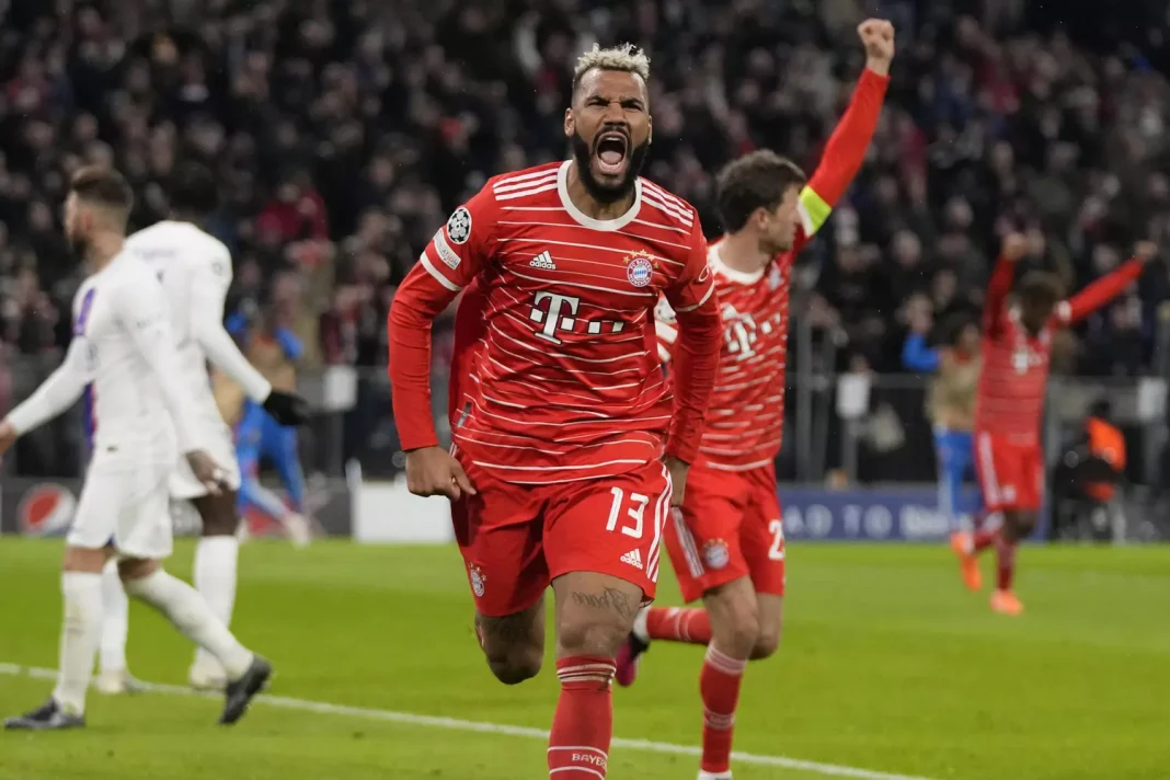 Kylian Mbappé célèbre sa victoire Kylian Mbappé en pleine célébration lors d'un match de Ligue des champions.