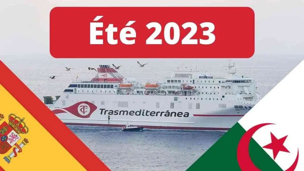 Ferry Trasmediterránea en mer pour traversée Espagne-Algérie été 2023.
