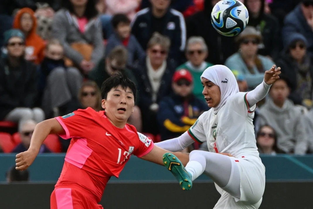 Match de football féminin 2023 Joueuses de football féminines en action lors de la Coupe du monde 2023.