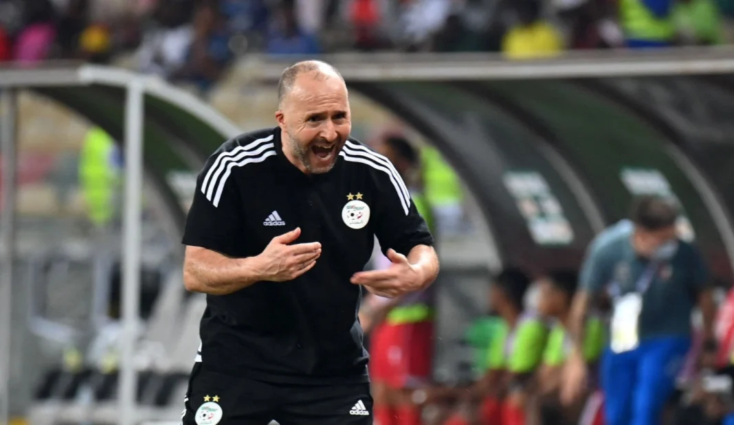 Belmadi, entraîneur de l'équipe d'Algérie, en colère sur le terrain.