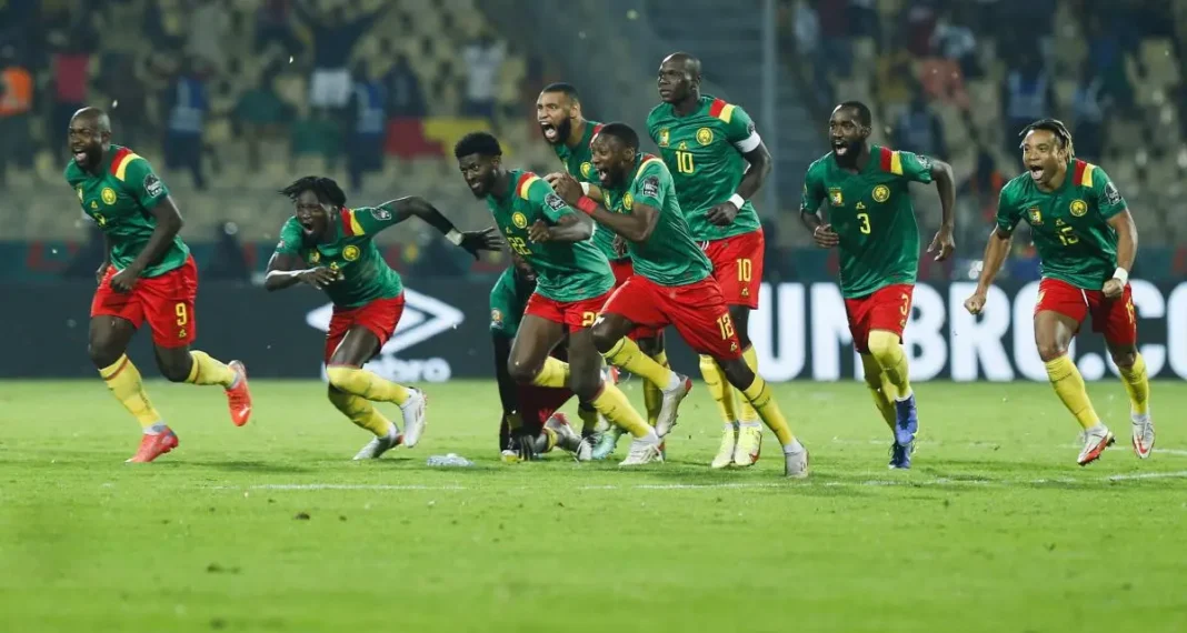 Les joueurs du Cameroun lors d'un match de qualification CAN 2023.