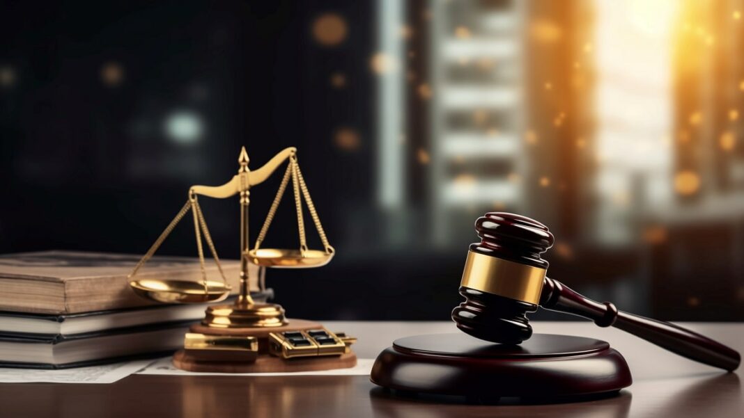 Balance de justice et marteau de juge, symbole de lutte contre la corruption.