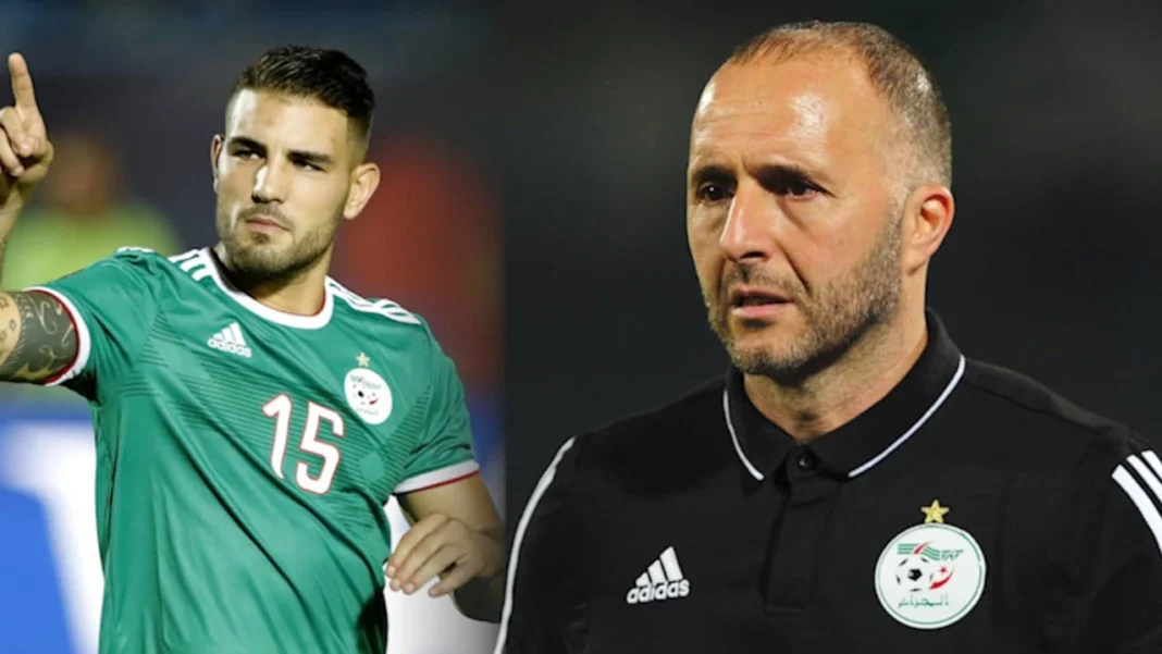 Andy Delort et Belmadi lors d'une rencontre sportive.