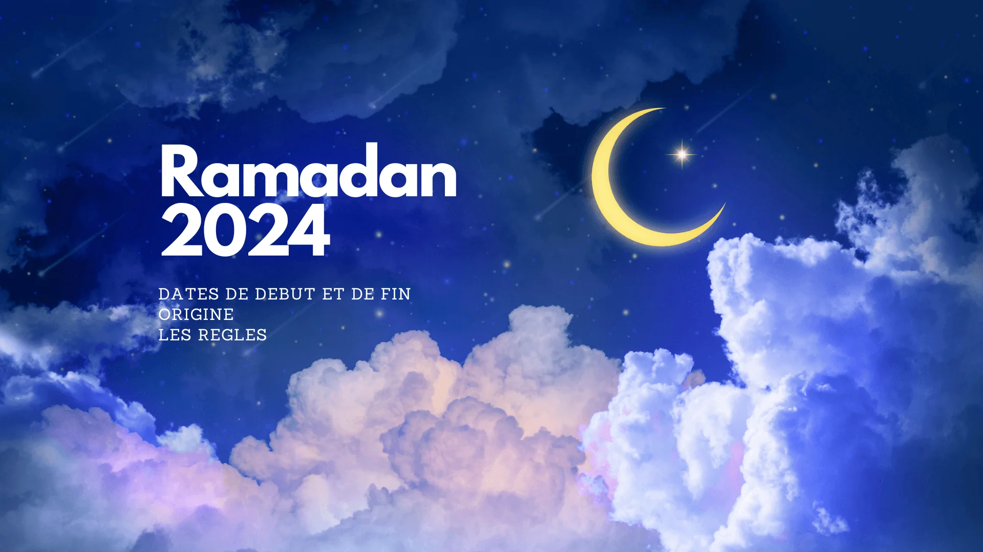 Ciel nocturne avec lune et étoiles pour Ramadan 2024.