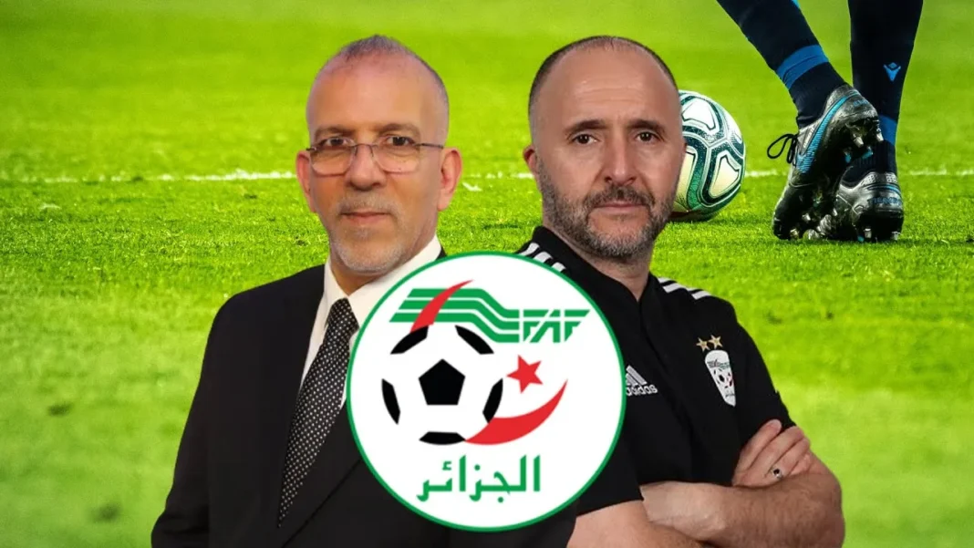 Hafid Derradji et un entraîneur de football sur le terrain.