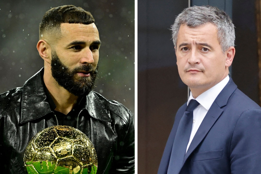 Karim Benzema et Darmanin lors d'un événement public.