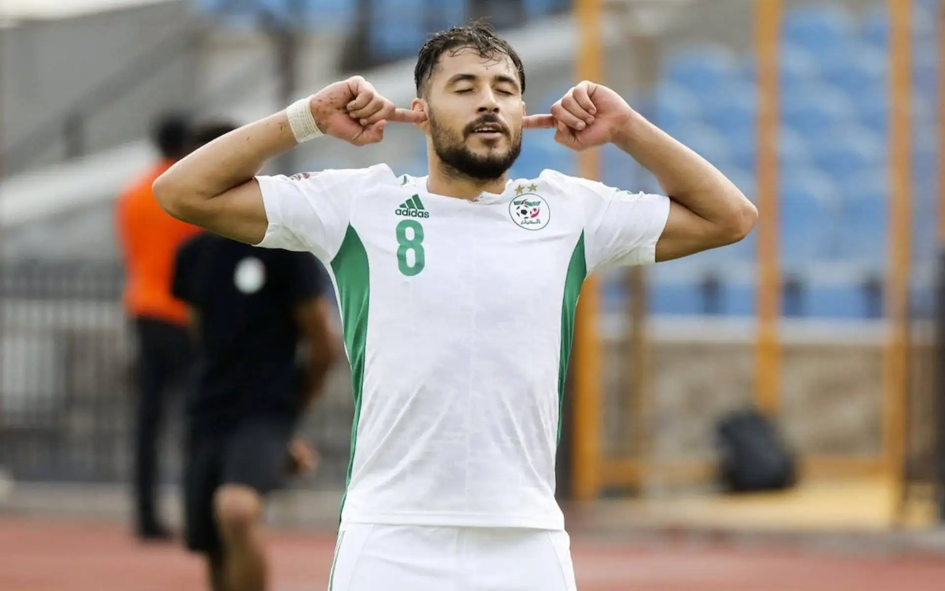 Youcef Belaïli, joueur algérien, lors d'un match de CAN 2023.