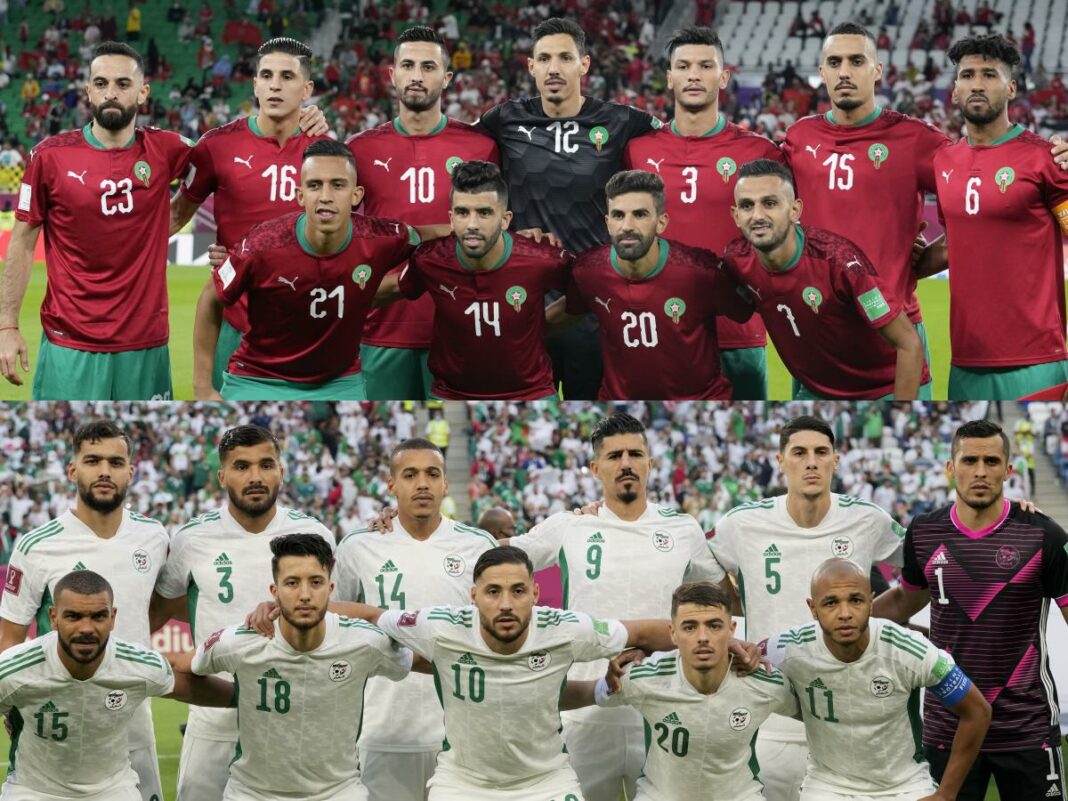 Les joueurs d'Algérie et du Maroc en tenue de match.
