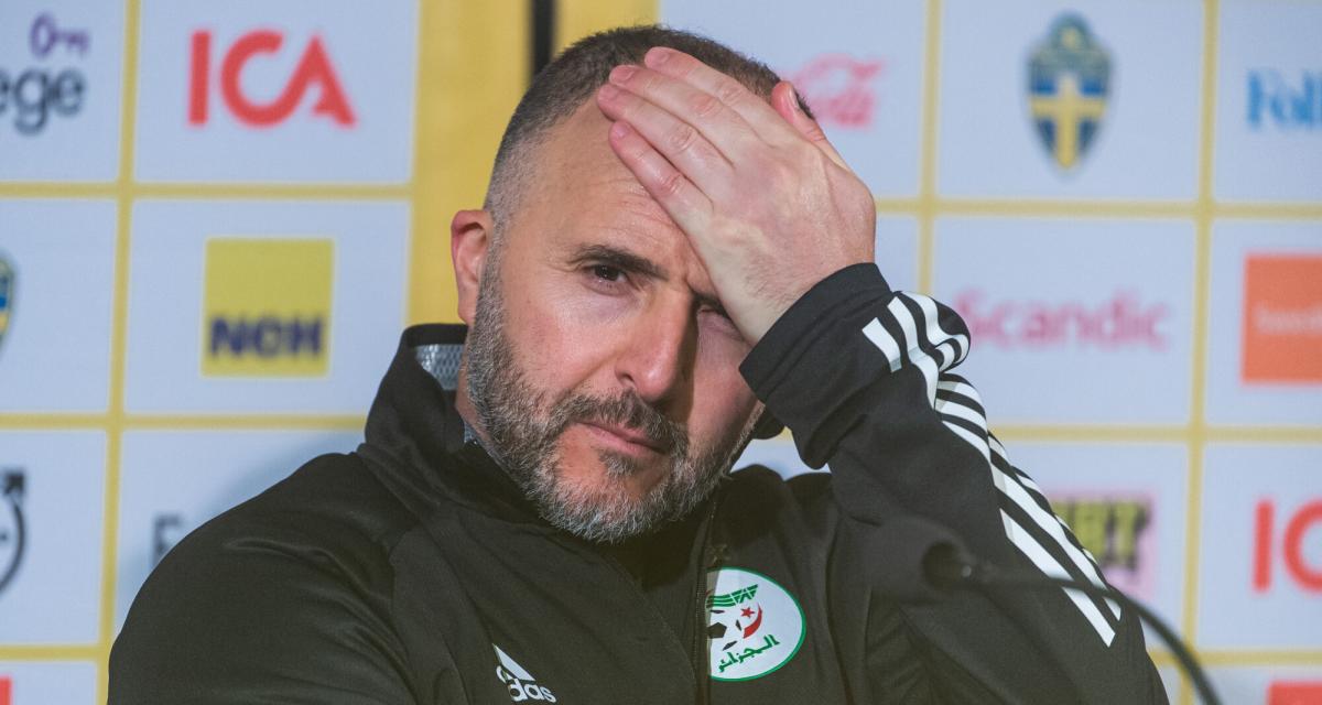 Djamel Belmadi, entraîneur de l'équipe nationale algérienne, en conférence de presse.