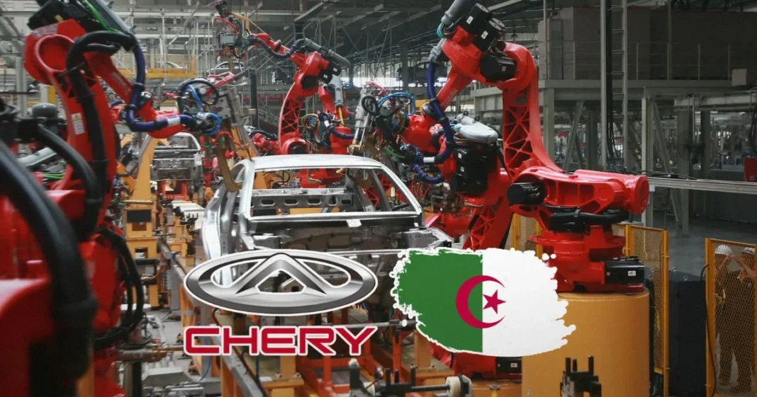 Ligne de production de voitures Chery en Algérie en cours d'installation.