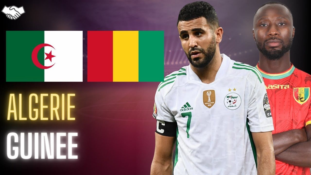 Joueurs algérien et guinéen lors d'un match de qualification.