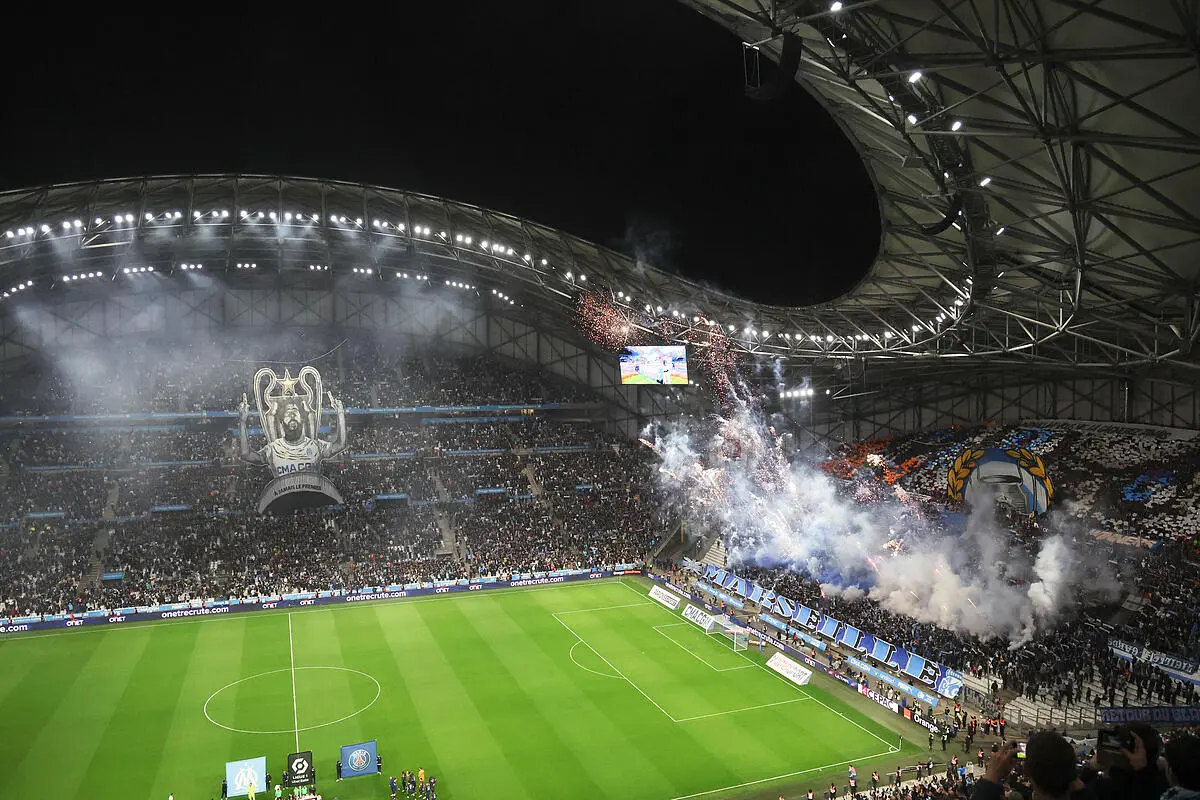 Tifo dans le stade de Marseille lors du match OM-PSG.