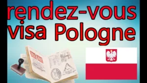 Passeport et visa pour la Pologne avec drapeau polonais.