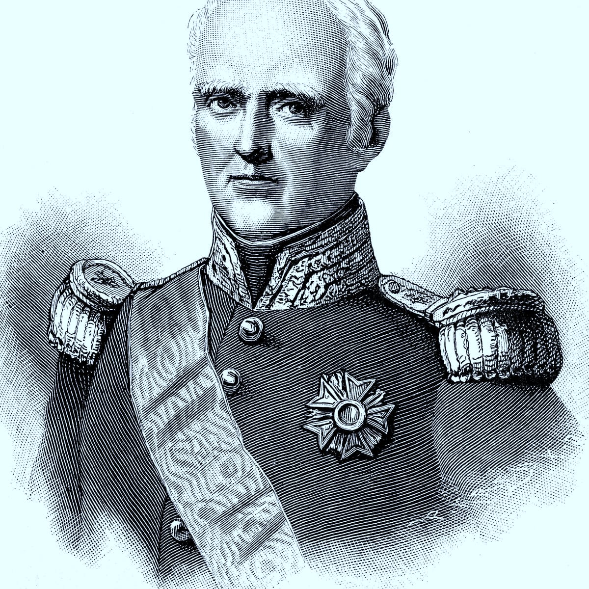 Portrait historique d'un maréchal colonial en uniforme.