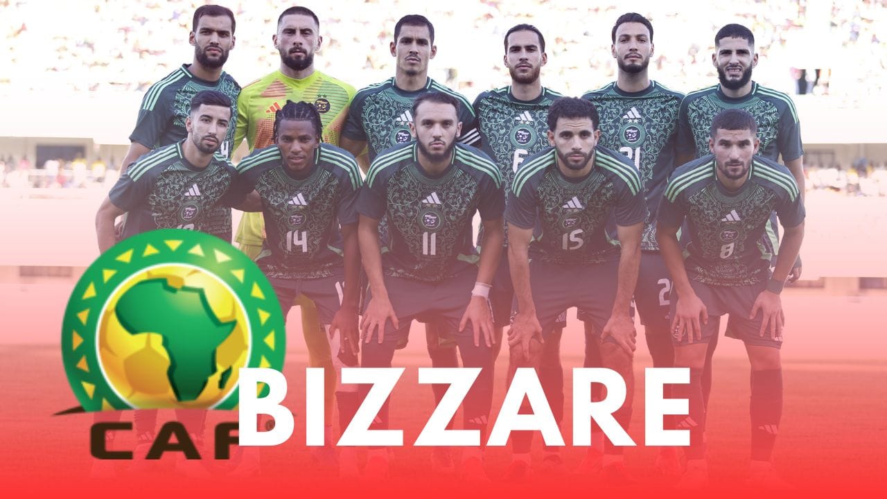 L'équipe algérienne de football en uniforme vert sur le terrain.