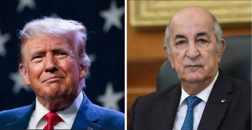 Donald Trump et Abdelmadjid Tebboune, leaders mondiaux, en photo séparée.