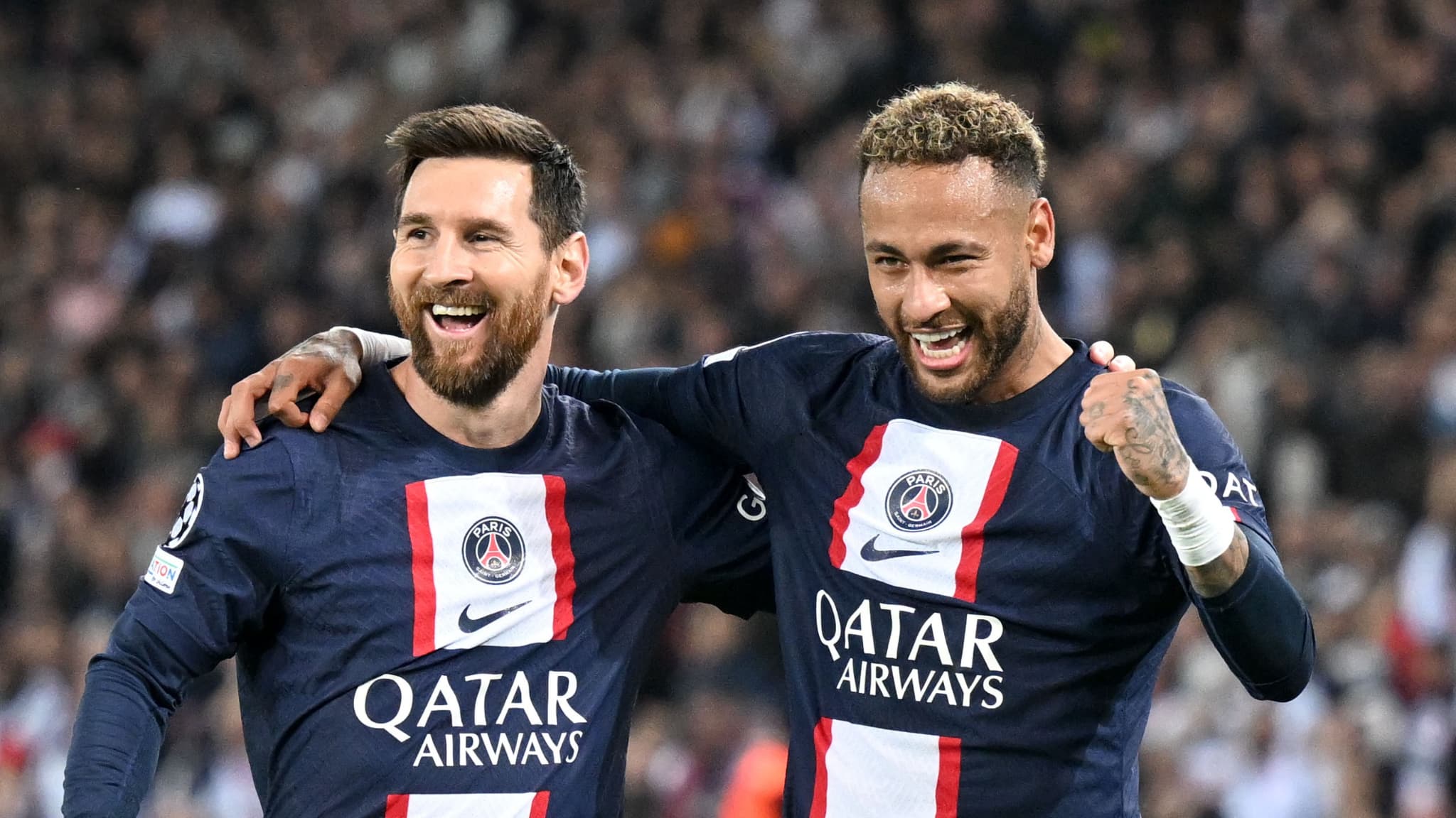Messi et Neymar souriants lors d'un match à l'Inter Miami.