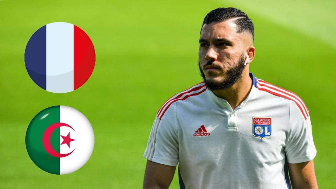 Rayan Cherki, joueur de football, lors d'un match avec l'Olympique Lyonnais.