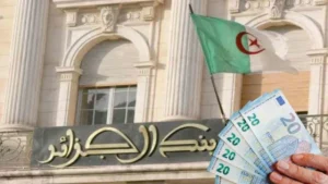 Allocation touristique de 750 € en Algérie : 5 mois d’attente et toujours aucun signe de lancement Drapeau algérien avec billets de 20 euros en main.