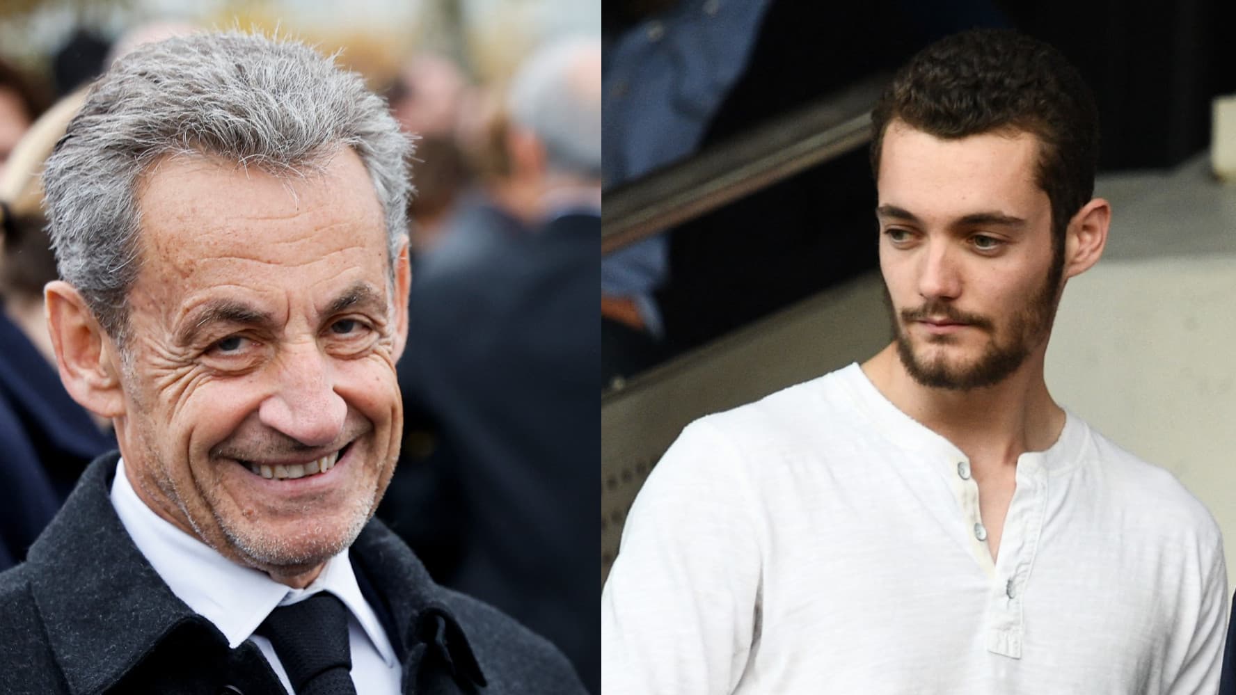 Louis Sarkozy et un jeune homme lors d'un événement public.