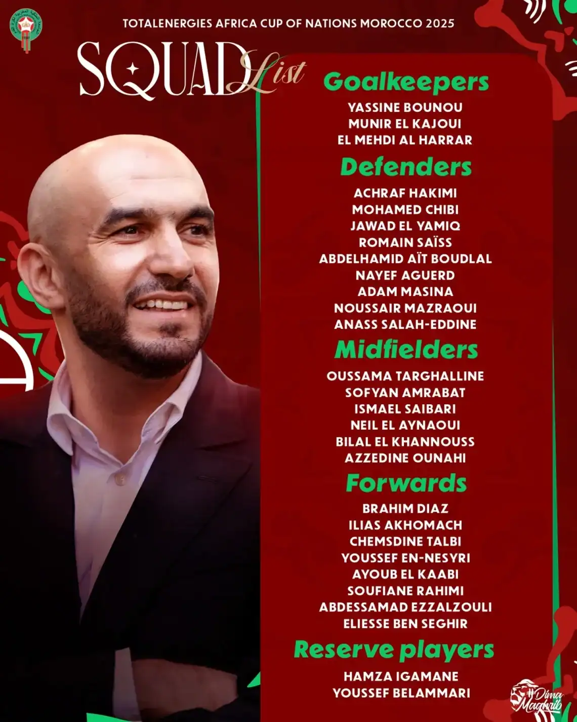 Ziyech au Maroc : la mauvaise nouvelle est tombée Liste définitive du Maroc pour la CAN 2025 dévoilée