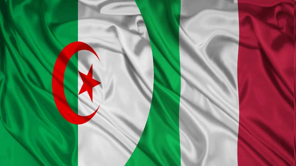 Italie : obtention plus facile du visa Schengen ! Drapeau algérien en tissu flottant avec couleurs vives.