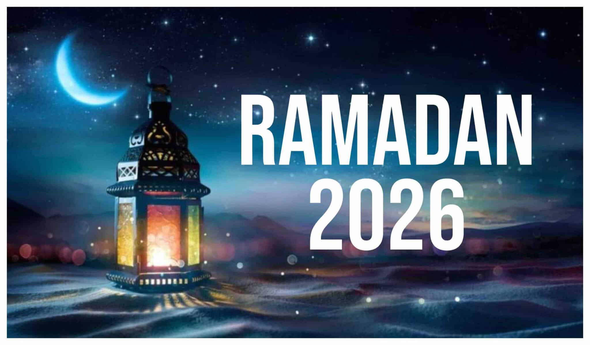 Lanterne de Ramadan avec lune et étoiles pour 2026.