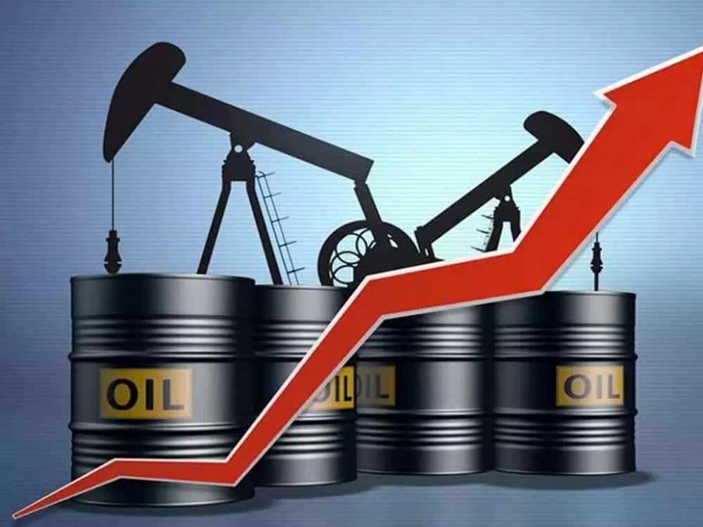 Prix du pétrole en hausse avec un graphique et un baril d'huile.