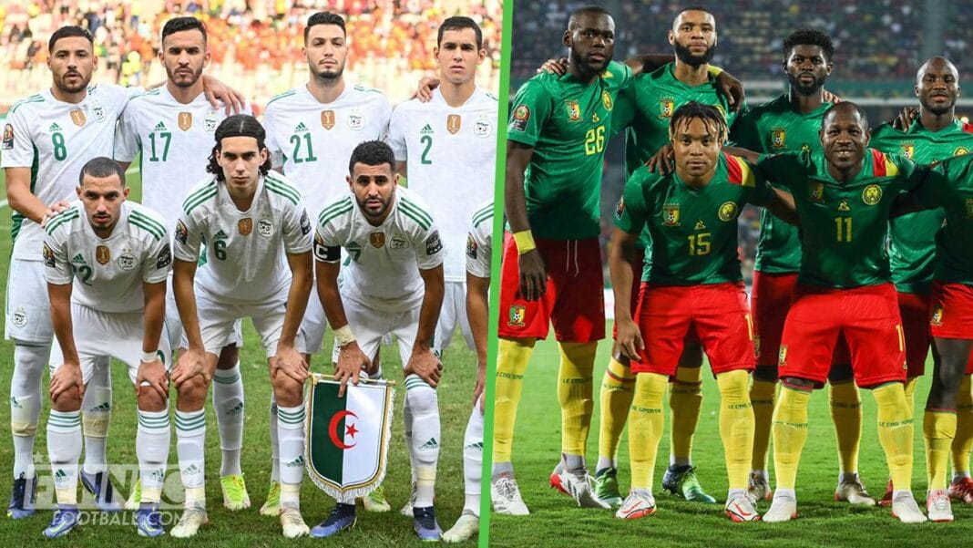 Algérie-Cameroun: Découvrez le nouveau coup de tonnerre venu d’Egypte Match de football Cameroun contre Algérie, équipes nationales en action.