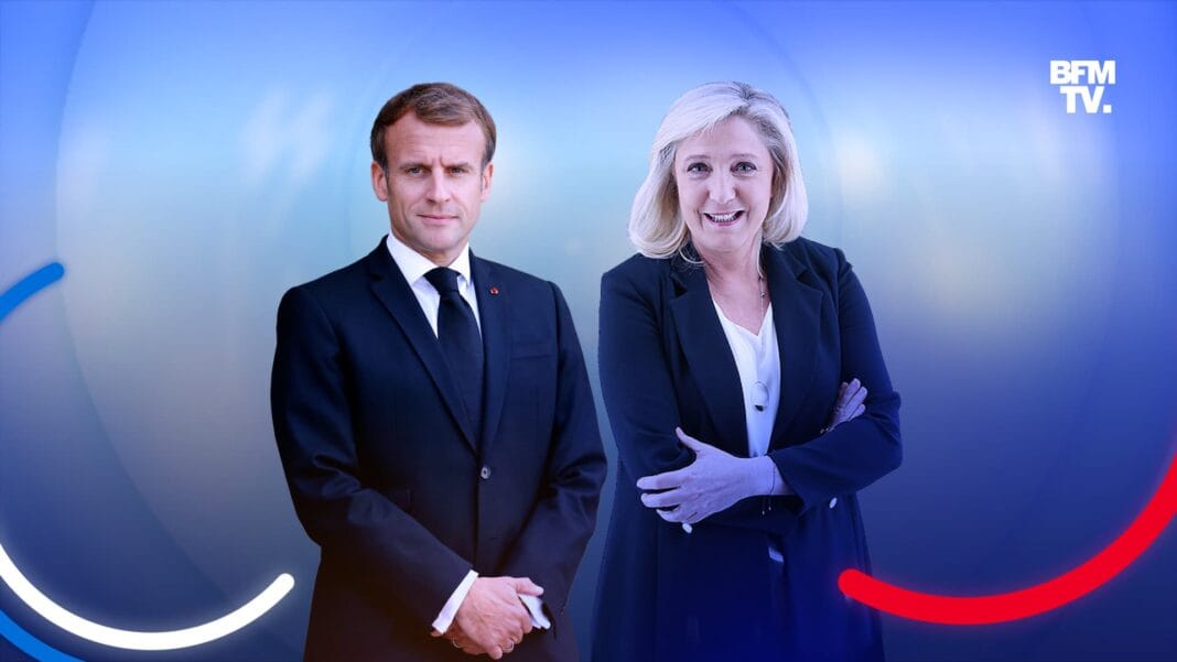 Deux candidats à la présidentielle française lors d'un débat télévisé.