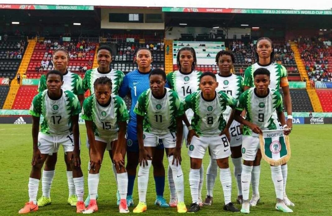 Groupe de joueuses nigérianes U20 avant un match.