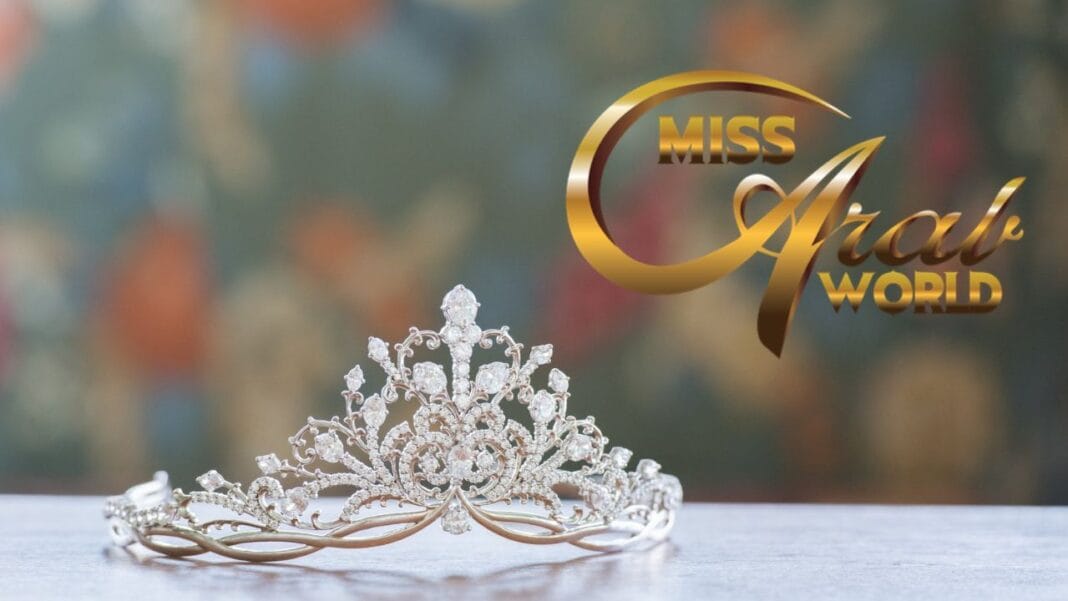 Couronne de Miss Arab avec pierres précieuses brillantes.