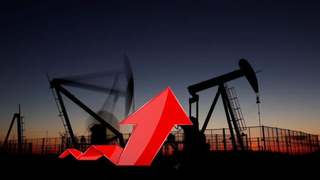 Cours du Pétrole en hausse : Analyse des tensions au Moyen-Orient Pétrole en hausse avec flèche indiquant une augmentation.