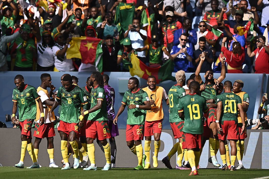 Équipe du Cameroun lors d'un match de la Coupe du Monde 2022.