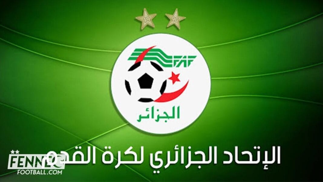 Un scandale pathétique touche le football algérien Logo de la FAF avec ballon de football et étoile verte.