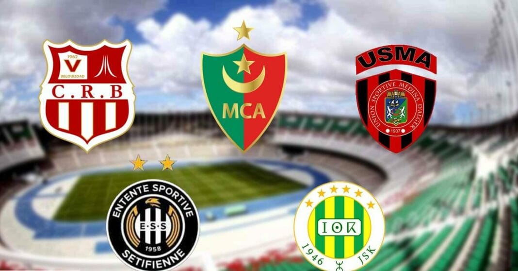 Boostage des clubs algériens par l’investissement public : Une revalorisation marchande historique, le top 10 ! Logo de clubs algériens et maghrébins de football.