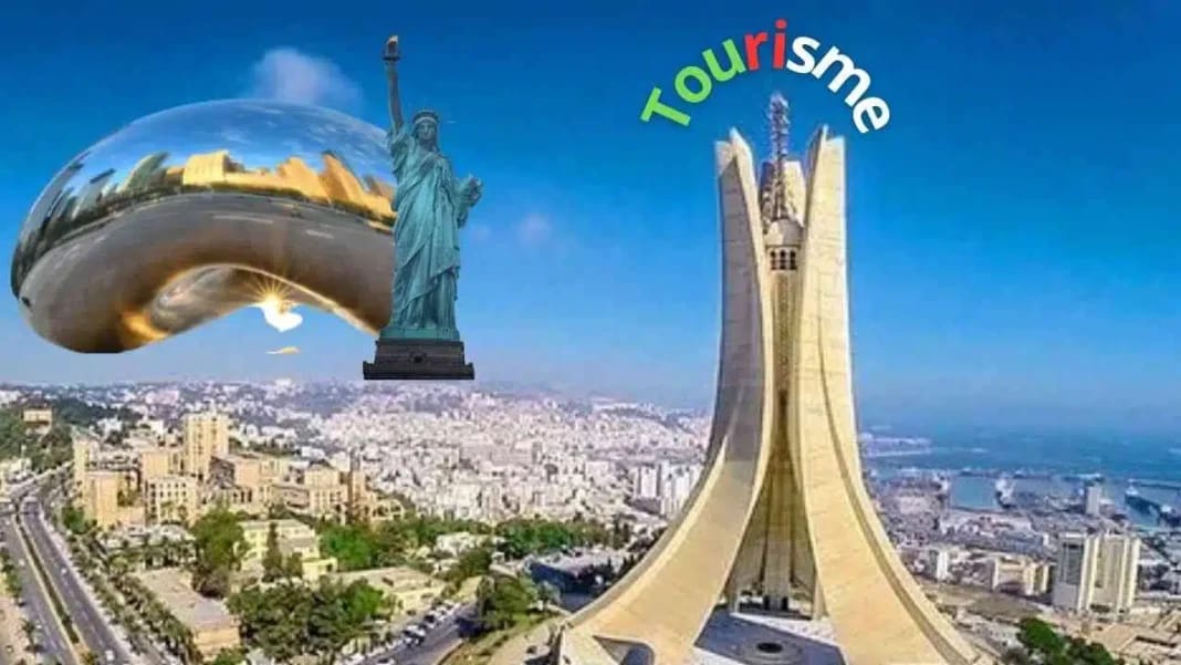 Sous le charme de l’Algérie, un Américain témoigne se sentir plus en sécurité à Alger qu’à New York Vue panoramique d'Alger avec statue de la Liberté et monument emblématique.