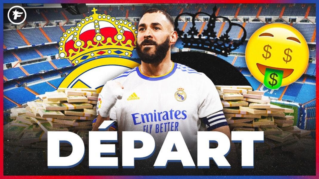 Incroyable ! Benzema a une offre colossale au dos, va-t-il l’accepter ? Karim Benzema en maillot du Real Madrid avec un fond de stade vide.