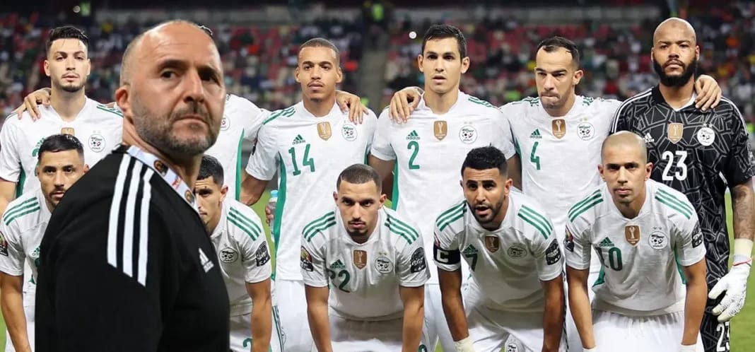 L'équipe nationale d'Algérie avant un match important.