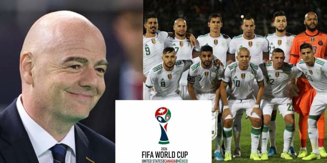 L'équipe d'Algérie de football lors d'un match international.