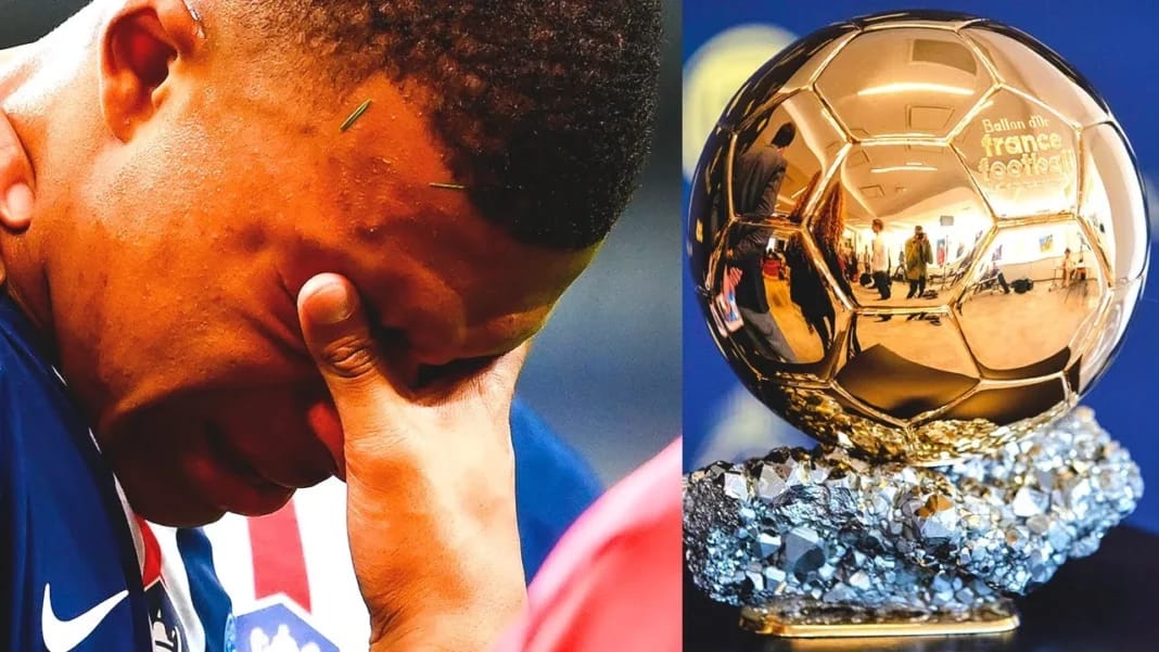 Kylian Mbappé en pleurs lors d'une compétition de football.