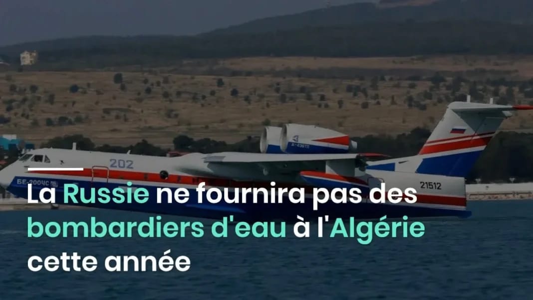 Bombardiers d'eau russes stationnés près d'un lac en Algérie.