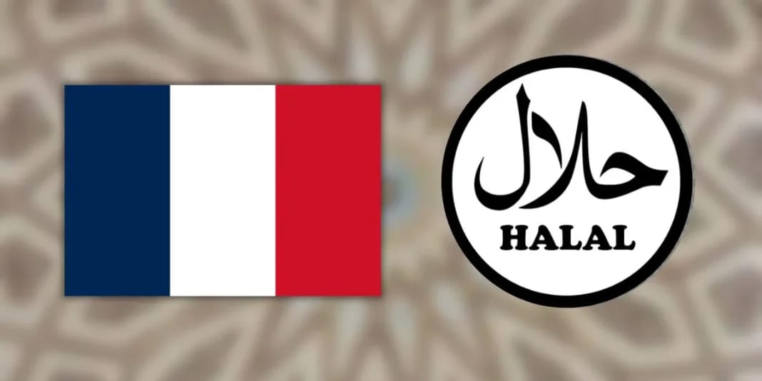Drapeau français avec symbole Halal pour la sensibilisation.